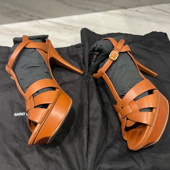Saint Laurent Tribute 75 Leather Platform Sandals - Excellent Condition - Picture 8 of 10